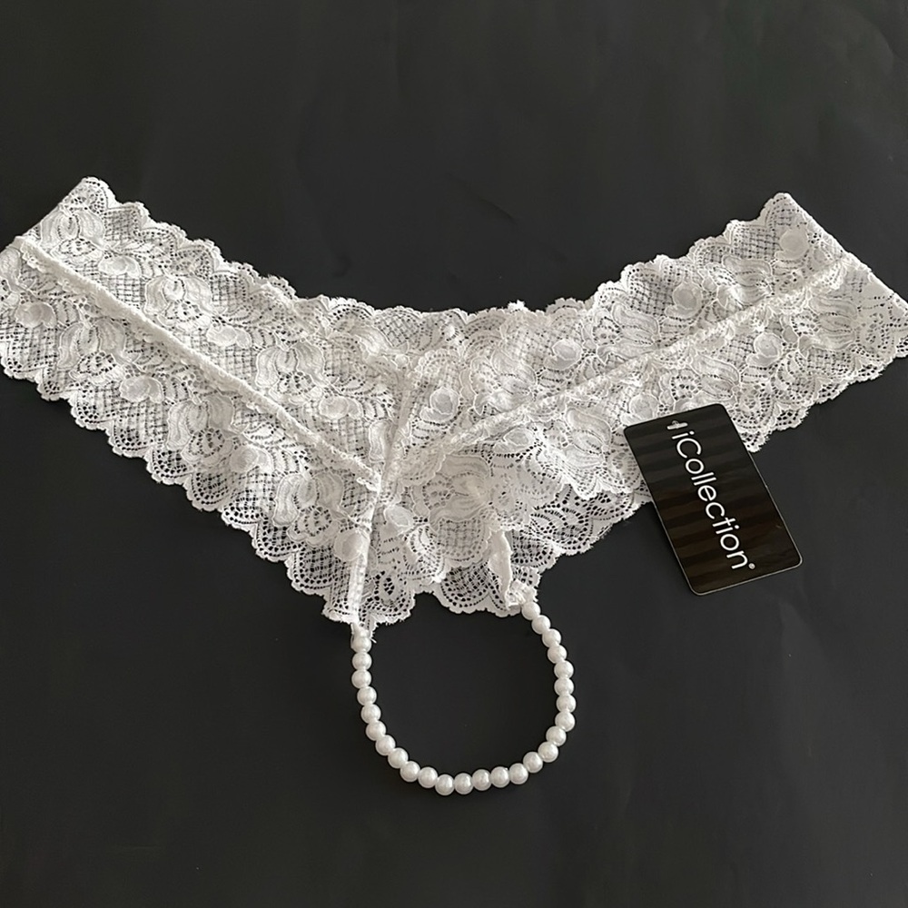NWT i Collection Lace Pearl Thong Size 1X